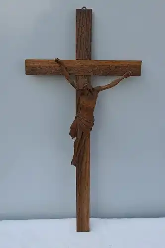 Kruzifix-Jesus-Holzkreuz-Kreuz-Jesus am Kreuz-INRI-Geschnitzt-Holzarbeit-H61000