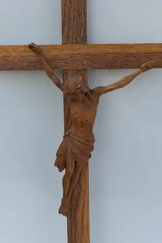 Kruzifix-Jesus-Holzkreuz-Kreuz-Jesus am Kreuz-INRI-Geschnitzt-Holzarbeit-H61000