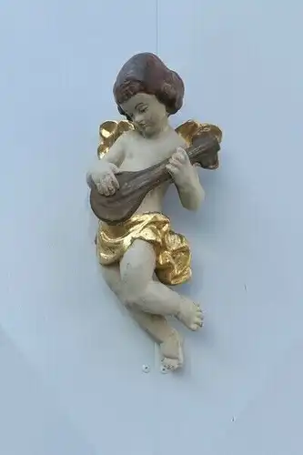 Putte-Engel-musizierende Putte-Heiligenfigur-Schnitzerei-Holzarbeit-Engel-H60996