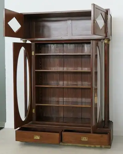 H60053-Jugendstilvitrine-Bücherschrank-Vitrine-Jugendstil-Büchervitrine-Vitrine-