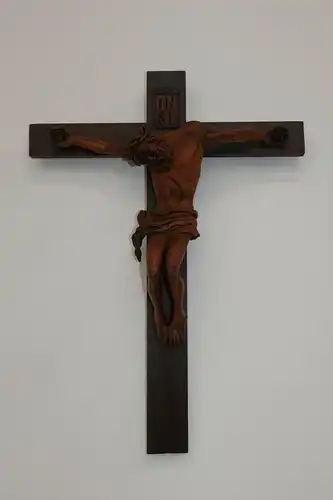 6031D-Kruzifix-Holzkreuz-Jesus-geschnitzt-Kreuz-Jesus am Kreuz-INRI-gekreuzigter