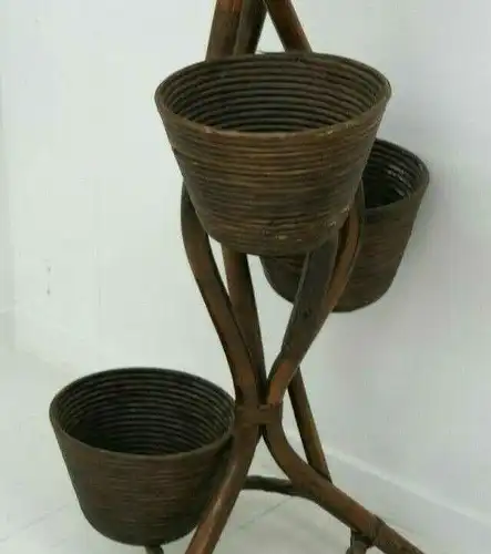 6034-Bambusblumenständer-Rattanblumenständer-Pflanzständer-Thonet-Blumenständer