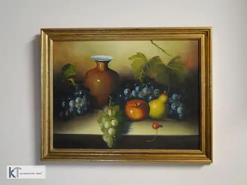 3775D-Gemälde-Bild-Stilleben-Ölgemälde-gerahmt-Öl auf Holz-Ölbild