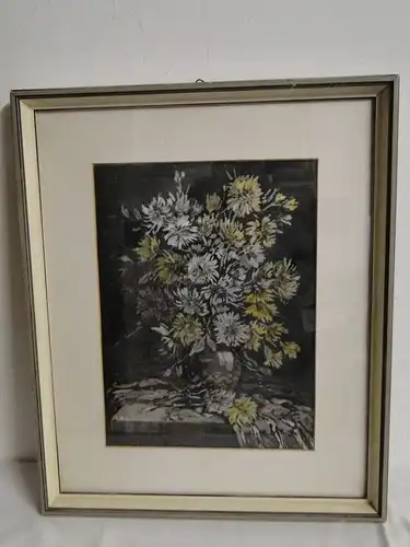 3044/T21 - Stillleben - Bild auf Seiden - Blumen - Druck - Gemälde