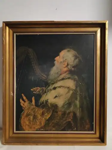 4213D/T91-Öldruck auf Holz-Kopie-Peter Paul Rubens-König David mit Harfe