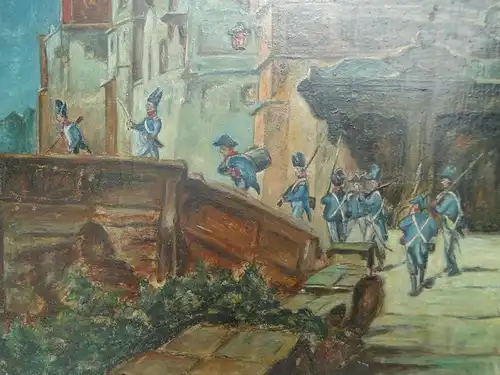 4037D-Ölgemälde auf Holz-Soldaten der Französischen Revolution-Öl auf Holz