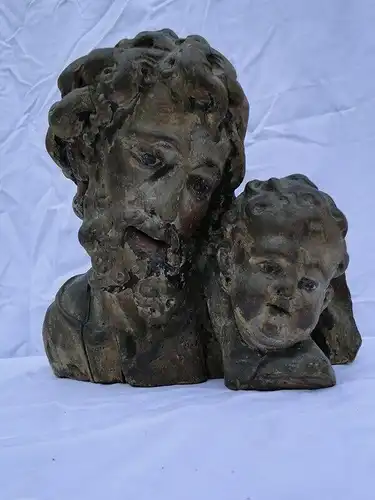 5697D-Büste-Heiligenfigur-geschnitzte Holzbüste um 1700-Holzbüste-Heiligen Figur