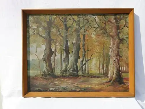 5778D-Bild-Ölgemälde-"herbstliche Waldlandschaft"-gerahmt-Gemälde-Bild
