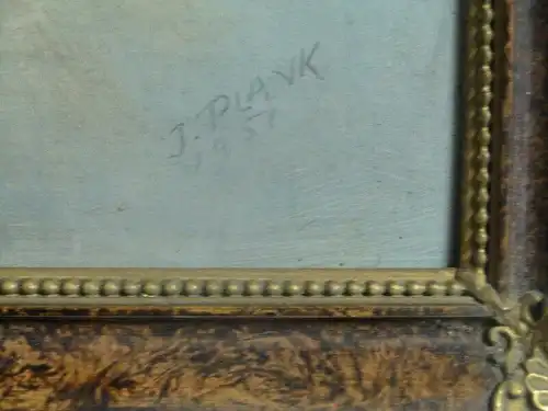 5411-Ölgemälde-Öl auf Holz-signiertes Öl Gemälde-gerahmt-signiert J.Plank 1951