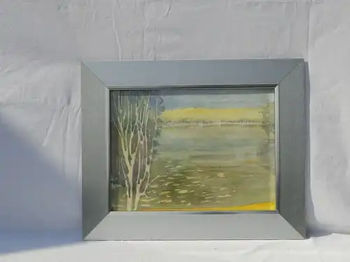 5783D-Gemälde-Bild-Aquarell-See im Herbst mit Fischen-Gemälde-Aquarellgemälde-