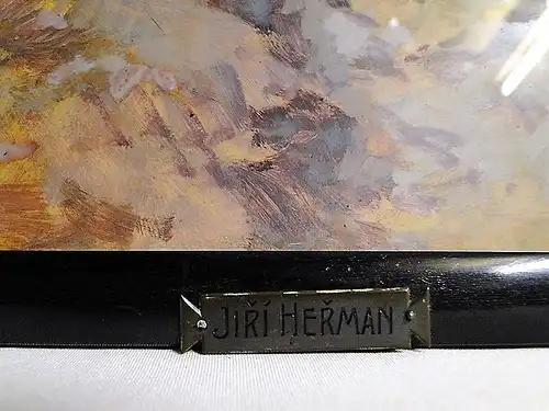 4206D-Bild-Landschaft-Gemälde-Tempera auf Papier-signiert-Jiri Herman-dat. 1922
