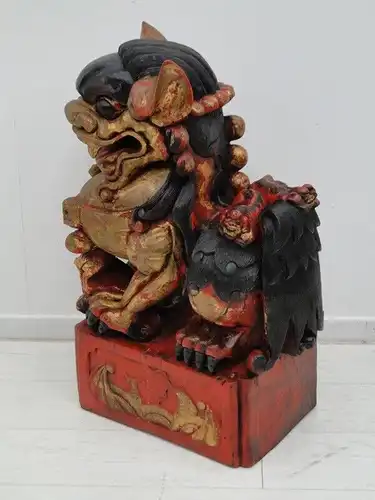 2523D-Holzfigur-Torwächter-Statue-Skulptur-asiatisch-Päarchen-chinesisch-