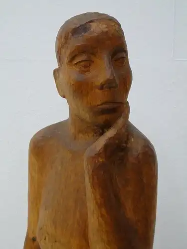 2419D-Holzfigur-Torwächter-Statue-Skulptur-geschnitzte Figur 96 cm hoch-Päarchen