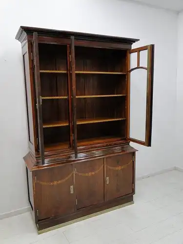 5966D-Jugendstil-Büchervitrine-Schrank-Bücherkasten-Jugendstil-Bücherschrank-