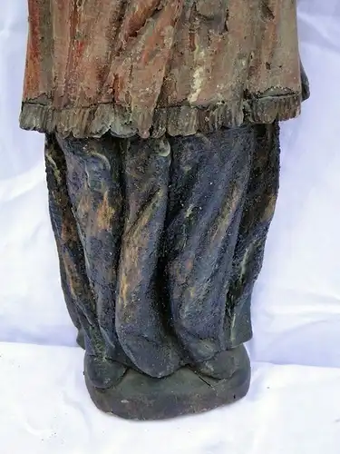 5698D-Heiligenfigur-geschnitzt-Holzfigur-Bischof-Skulptur-geschnitzte Heiligenfi