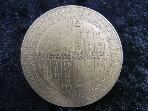 Kalendermedaille-Münze-Versilbert-Sammlermünze-Medaille-1957