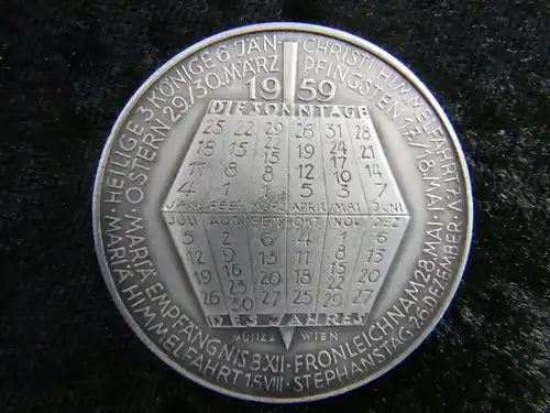 Kalendermedaille-Münze-Versilbert-Sammlermünze-Medaille-1959