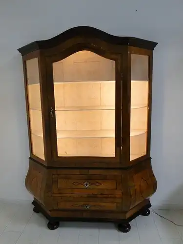 4569-Barockstilvitrine-Vitrine-Barockstil um 1910-Büchervitrine-Glasvitrine-Vitr