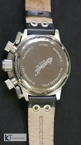 2804D-Herrenarmbanduhr-Uhr-Armbanduhr-BISON NO. 5-Lederarmband-IN1202