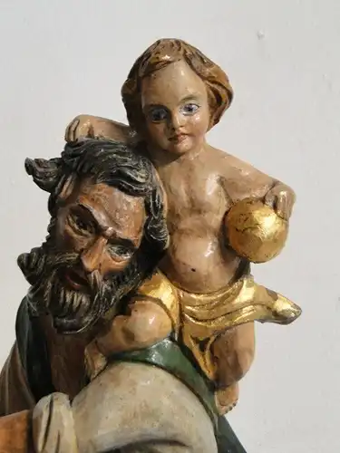 5465D-Heiliger Christopherus-geschnitzt-Heiligenfigur-Birkenholz-Holzfigur-Hl. C