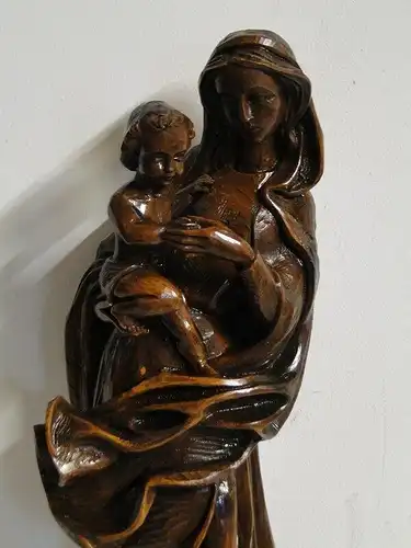 5439D-Holzfigur-Madonna mit Jesus Kind-Vollholz-handgeschnitze Figur-Heilige Mad