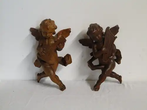 5345D-musizierende Putte-Engel-Holzfigur-Weichholz-Putte-Schnitzerei-Holz-