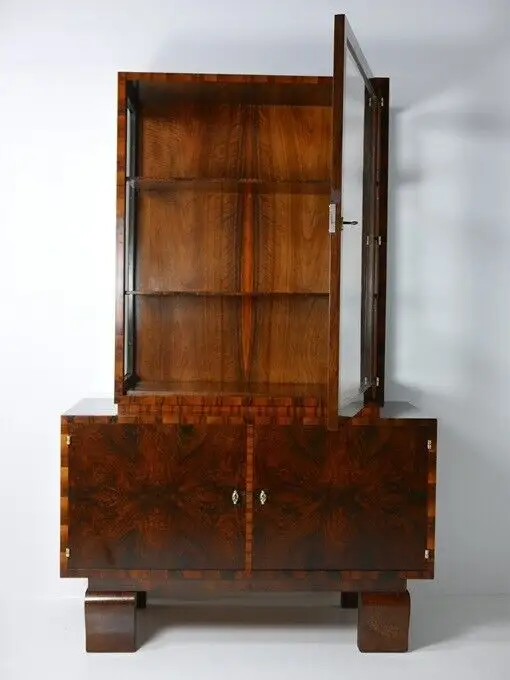 3304-Art Deco Vitrine-Vitrine-Büchervitrine-Art Deco-Art Deco Büchervitrine-Kast 6