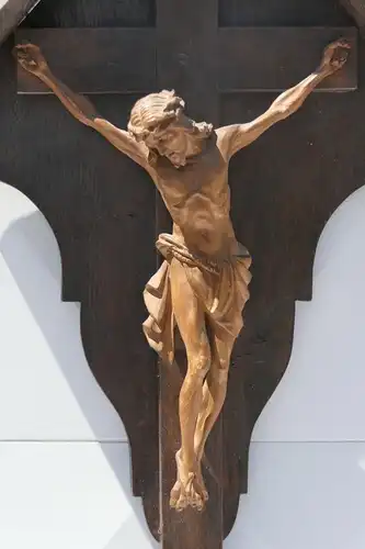 5718D-Jesus-Figur-Kreuz-Schnitzerei-Kruzifix-Holzkreuz-Jesus am Kreuz-Holzjesus-