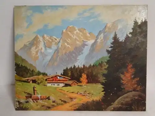 KS-H107-Ölgemälde-Bild-Öl auf Holz-Hoffmann Gemälde-Ölbild-Franz Hoffmann