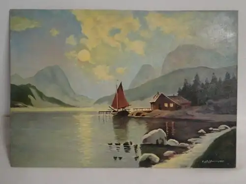 KS-H123-Ölgemälde-Bild-Öl auf Holz-Hoffmann Gemälde-Ölbild-Franz Hoffmann