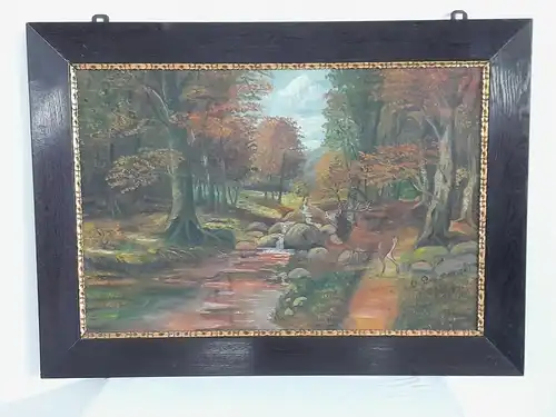 H664-Landschaftsbild-Öl auf Leinen-Gemälde-Bild-signiert-gerahmt-Ölbild