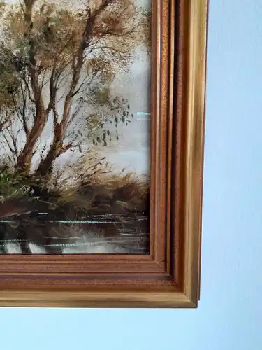 H656-Landschaftsbild-Öl auf Leinen-Gemälde-Bild-signiert-gerahmt-Landschaft-
