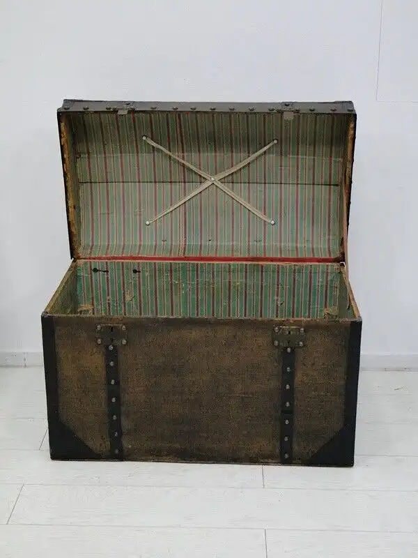 2920-Truhe-Transporttruhe-Schatzkiste-Truhe-Seekiste-Truhe um 1870-Reisekiste 1