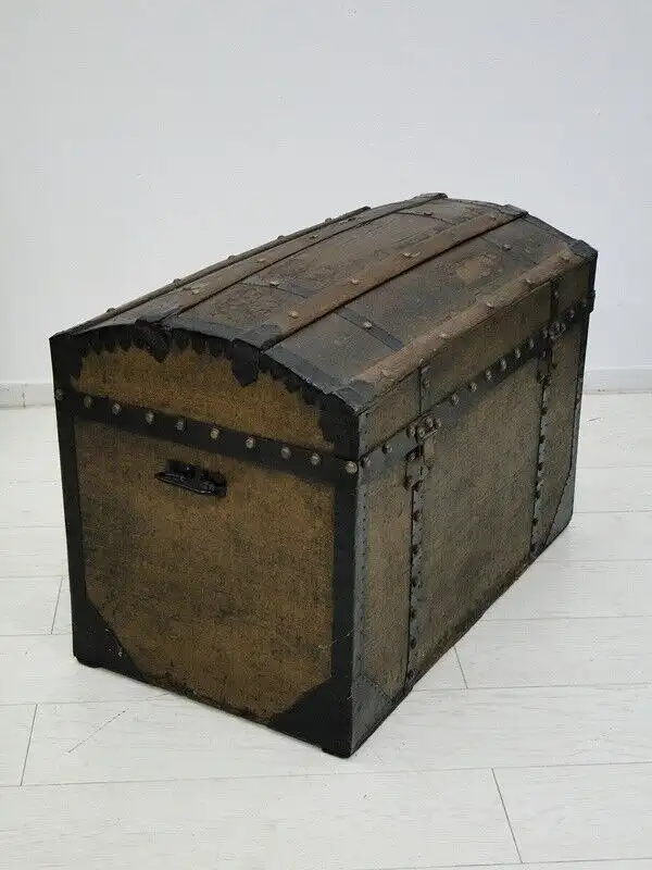 2920-Truhe-Transporttruhe-Schatzkiste-Truhe-Seekiste-Truhe um 1870-Reisekiste 2