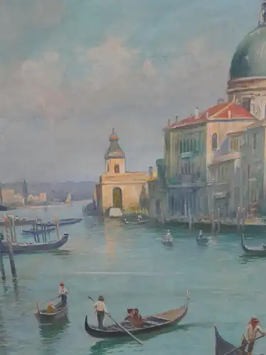 H727-Landschaftsbild-Venedig-Öl auf Leinen-Ölbild-Ölgemälde-signiert-gerahmt-