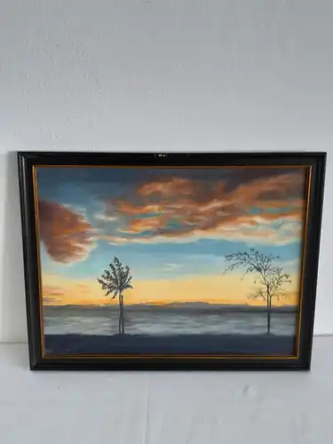 H700-Landschaftsbild-Gemälde-Bild-auf Holz-gerahmt-
