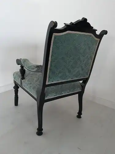 H61297D-Makart-Sessel-Stuhl-grüner Bezug-Armlehnensessel-Sitzmöbel-