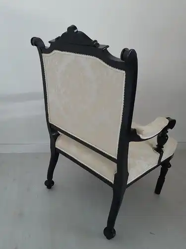 H61296D-Makart-Sessel-Stuhl-Armlehnenstuhl-weißer Bezug-Sitzmöbel-