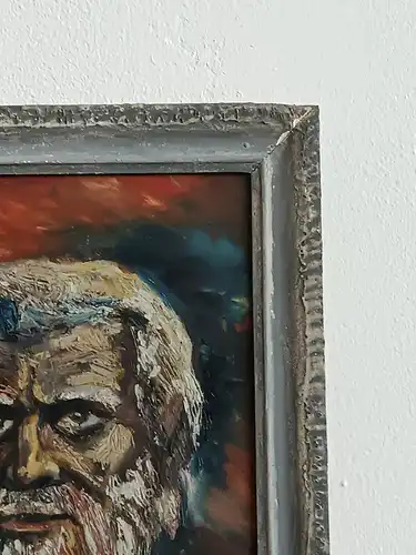 H135-Portrait-Gemälde-Ölbild-signiert-gerahmt-Bild-Ölgemälde-Öl auf Holz