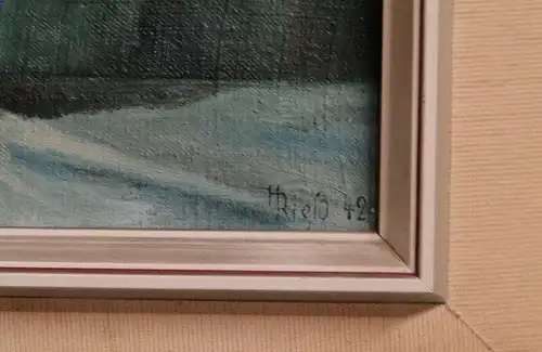 3768D/C1-Gemälde-Bild-Stilleben-gerahmtes Bild-Ölgemälde-signiert-Rieß-1942-Bild