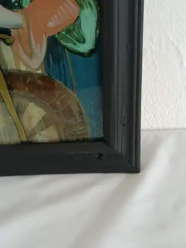 H969-Glasmalerei-Heilige Katharina-Heiligenbild-Gemälde-Bild-gerahmt-Malerei