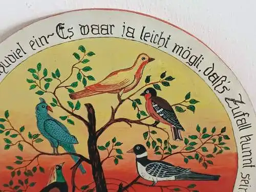 H975-Bild-Gemälde-Schützenscheibe-Ehrentafel-Vögel-Landschaftsbild-