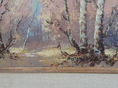 H987-Landschaftsbild-Ölbild-Öl auf Leinen-signiert-gerahmt-Bild-Gemälde-