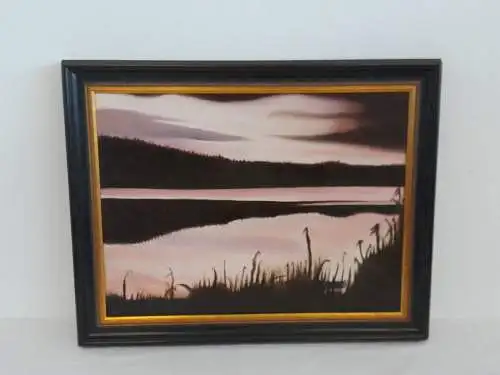 H996-Landschaftsbild-Öl auf Leinen-Ölbild-gerahmt-Gemälde-Bild-