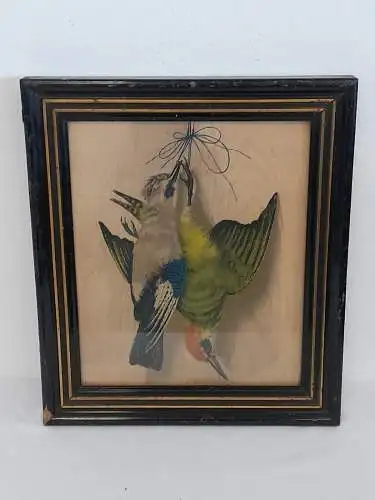 H998-Vogelbild-Mischtechnik-Tierbild-Gemälde-hinter Glas-gerahmt-Bild-