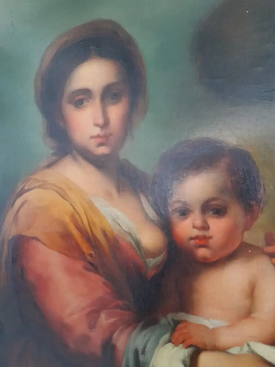 H961-Öldruck-Madonna mit Kind-Ölgemälde-Ölbild-gerahmt-Gemälde-Bild-Druck- 3