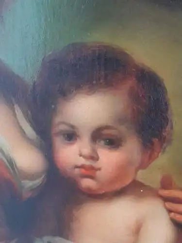 H961-Öldruck-Madonna mit Kind-Ölgemälde-Ölbild-gerahmt-Gemälde-Bild-Druck-