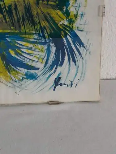 H932-Abstraktes Bild-Aquarell-Gemälde-Bild-Malerei-signiert-hinter Glas-