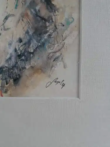 H946-Aquarell-Bild-Gemälde-Passepartout-gerahmt-datiert-hinter Glas-signiert-