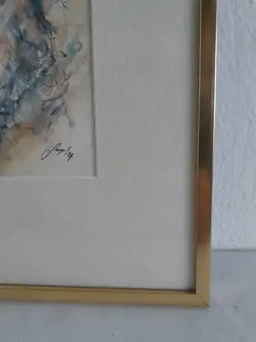 H946-Aquarell-Bild-Gemälde-Passepartout-gerahmt-datiert-hinter Glas-signiert-